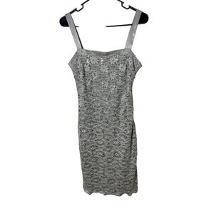 Vintage R&M Richards Tan Lace Dress Sleeveless‎ Cocktail Party USA Made Size 10